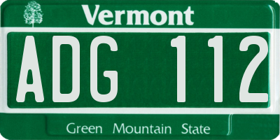 VT license plate ADG112