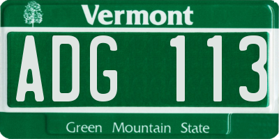VT license plate ADG113