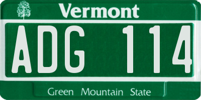 VT license plate ADG114