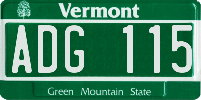 VT license plate ADG115