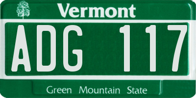 VT license plate ADG117