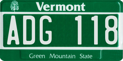 VT license plate ADG118