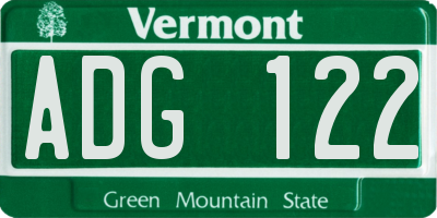 VT license plate ADG122