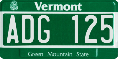 VT license plate ADG125
