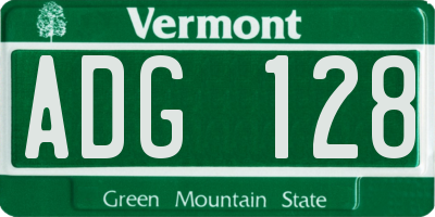 VT license plate ADG128