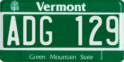 VT license plate ADG129
