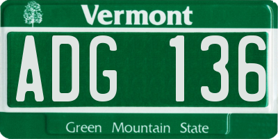 VT license plate ADG136