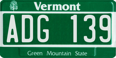 VT license plate ADG139