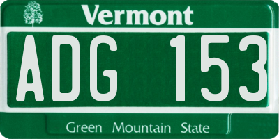 VT license plate ADG153
