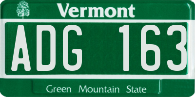 VT license plate ADG163