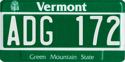 VT license plate ADG172