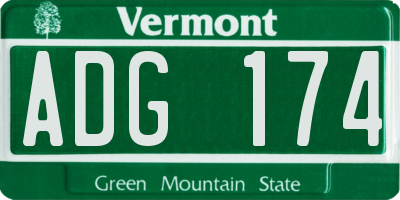 VT license plate ADG174