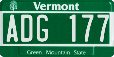 VT license plate ADG177