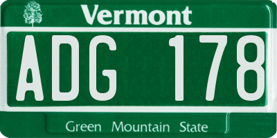 VT license plate ADG178