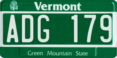 VT license plate ADG179