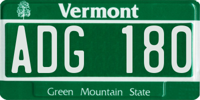 VT license plate ADG180