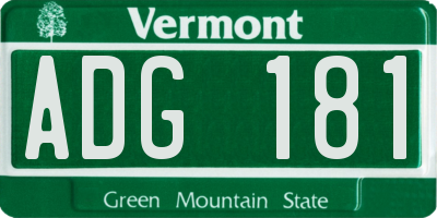 VT license plate ADG181