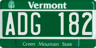 VT license plate ADG182