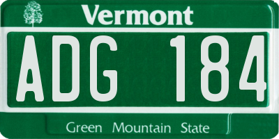 VT license plate ADG184