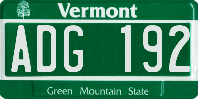 VT license plate ADG192