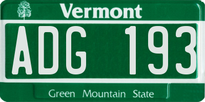 VT license plate ADG193