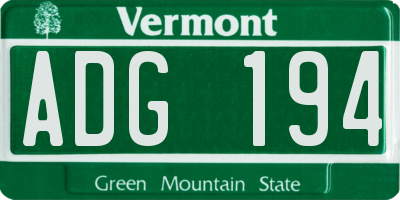 VT license plate ADG194