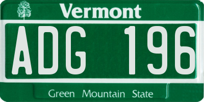 VT license plate ADG196
