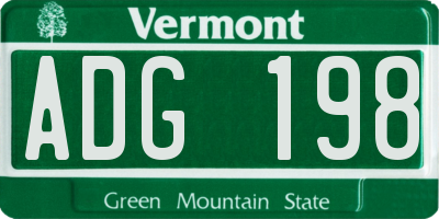 VT license plate ADG198