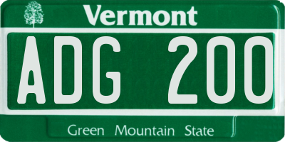 VT license plate ADG200