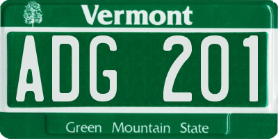 VT license plate ADG201