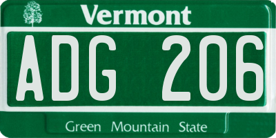 VT license plate ADG206