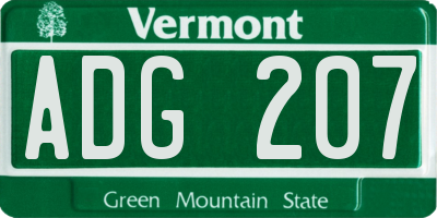 VT license plate ADG207