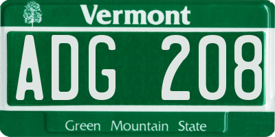 VT license plate ADG208