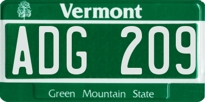 VT license plate ADG209