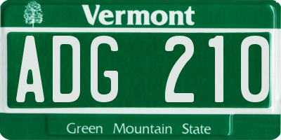 VT license plate ADG210