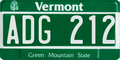 VT license plate ADG212