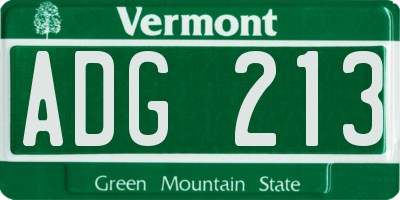 VT license plate ADG213