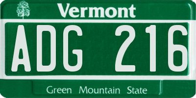 VT license plate ADG216