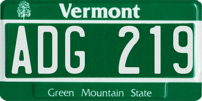 VT license plate ADG219