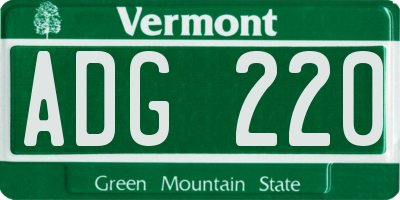 VT license plate ADG220
