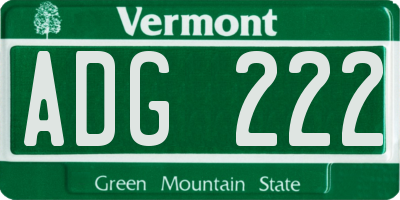 VT license plate ADG222