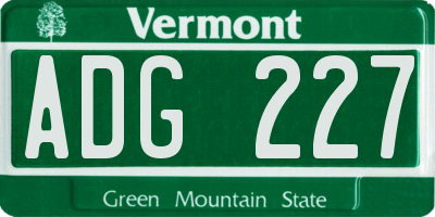 VT license plate ADG227