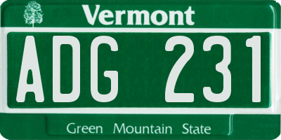VT license plate ADG231