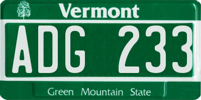VT license plate ADG233
