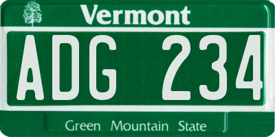 VT license plate ADG234