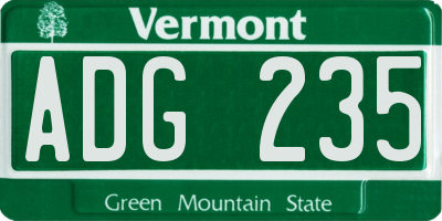 VT license plate ADG235