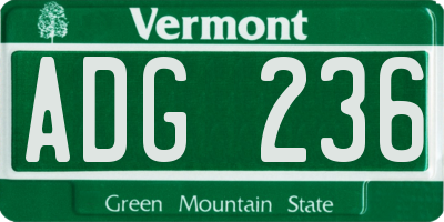 VT license plate ADG236