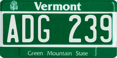 VT license plate ADG239