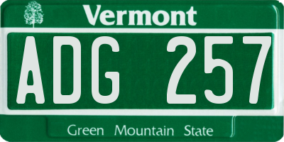 VT license plate ADG257