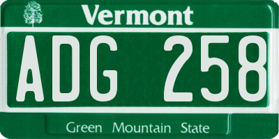 VT license plate ADG258
